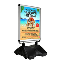 Two-Sided, Fillable Outdoor 24x36 Windproof Sidewalk Sign Holder | Snap Frame Rolling Sign Stand