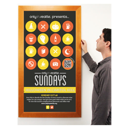 24 x 72 Wood Picture Poster Display Frames (Wide Wood)