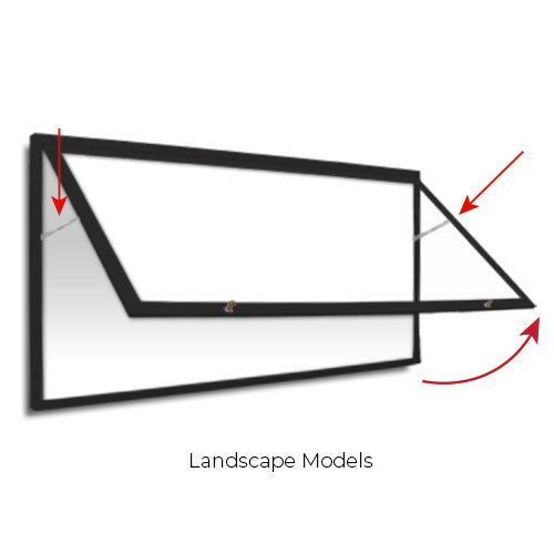 Landscape models of the Extreme WeatherPlus Extra Large cases feature upward swinging doors supported by prop arms.