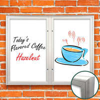 Extreme WeatherPlus Radius Edge White Dry Erase Marker Board | Shown with 2 Doors in Satin Silver Finish