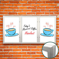 Extreme WeatherPlus Radius Edge White Dry Erase Marker Board | Shown with 3 Doors in Satin Silver Finish