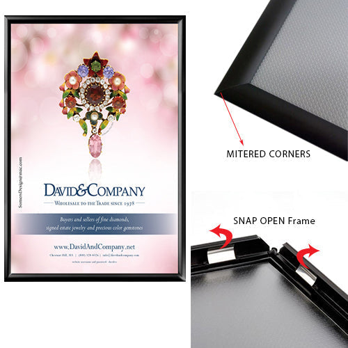 2-Sided Window Mount, Fast Change 20x30 Snap Frame 1" Wide in a Black Finish