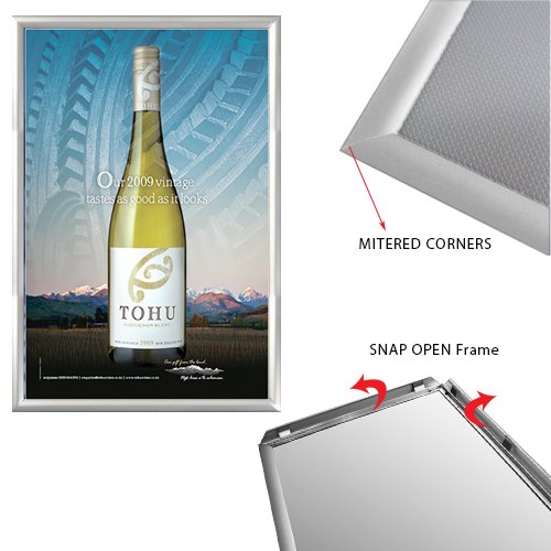 2-Sided Window Mount, Fast Change 20x30 Snap Frame 1" Wide in a Silver Finish