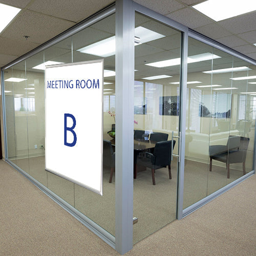 22" x 28" Window Mount is double sided. Display what room it is, where the exit is, or a promotional piece.