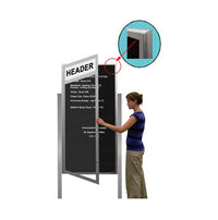 XL Outdoor Enclosed Letter Boards with Header and 2 Leg Posts (Radius Edge)