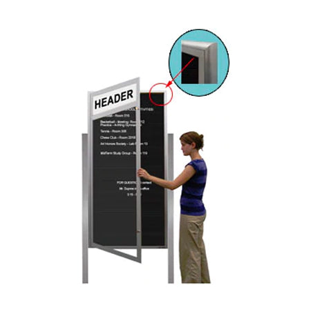 XL Outdoor Enclosed Letter Boards with Header and 2 Leg Posts (Radius Edge)