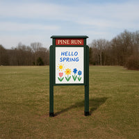 24" x 36" Free-Standing, Eco-Design Faux Wood Outdoor Dry-Erase White Board Message Center with Your Personalized Message Header