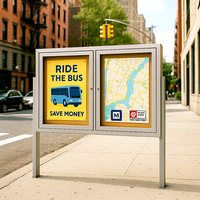 Freestanding 2 Door Enclosed Outdoor Bulletin Boards 96" x 48" with Lights + Posts