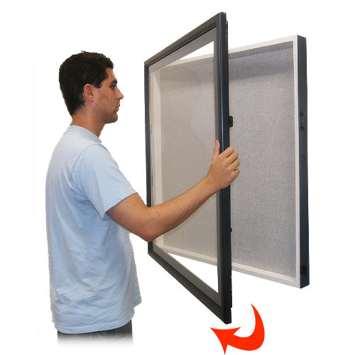 SwingFrame Designer Wall Mounted Wood Large Display Case 8" Deep w Cork Board
