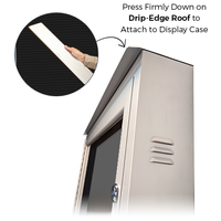 A Drip-Edge Roof-top is included with slight bend. This helps mitigate any water from entering the lockable display case. When mounting and installing the WeatherPlus case, you can decide if you want to add the protective roof, or leave it off...as it comes with pre-installed adhesive tapes.