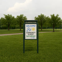 36" x 36" Standing Outdoor Message Center Magnetic White Dry Erase Board with Header (Single Door)