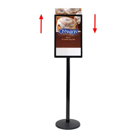 14x22 Poster Stand Sign Holder + Heavy-Duty Steel Post with Quick Top Loading Frame