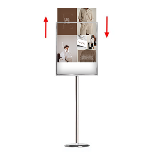 22x28 Poster Stand Steel Sign Holder, Slide-In Frame with Top Load, Quick Change Slot Design
