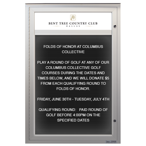 EXTREME WeatherPLUS LED-Illuminated Outdoor Enclosed Letter Boards with Header | Shown in Satin Silver Finish with Black Letterboard Panel