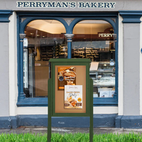 22" x 28" Outdoor Message Center Cork Board with Posts | Eco-Friendly, LEFT-Hinged Single Door, Faux Wood Information Board