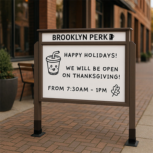 18" x 24" Viewable Area Magnetic White Dry Erase Board Outdoor Message Center with Header and Posts (Single Door)