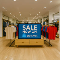 Lightweight, Sturdy 69" W x 48" H Countertop Tension Fabric Banner Display Stand with Two Round Bases