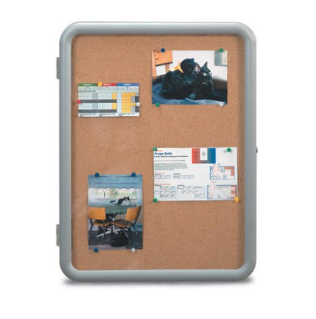 24" x 36" Plastic Framed Enclosed Cork Boards with Round Corners