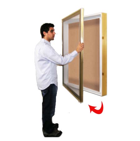 SwingFrame Designer Wall Mounted Metal Framed 30x40 Large Cork Board Display Case 6 Inch Deep