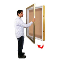 SwingFrame Designer Wall Mounted Metal Framed 36x72 Large Cork Board Display Case 6 Inch Deep