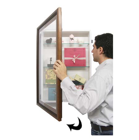 SwingFrame Designer Wood Frame Shadow Box 8" Deep + Glass Shelves