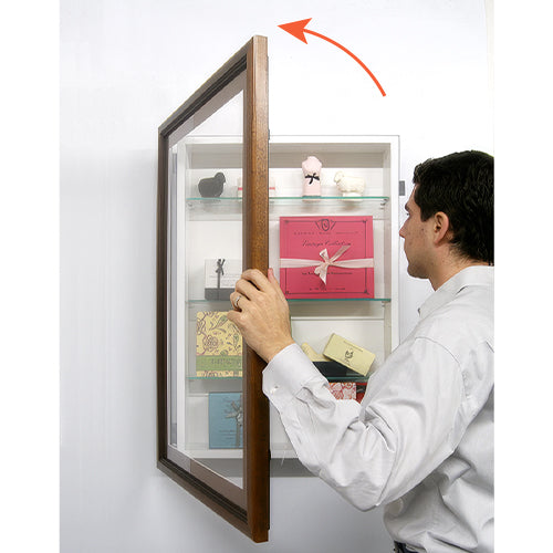 SwingFrame Designer Wood Frame Shadow Box 3" Deep + Glass Shelves