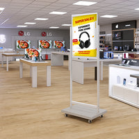 1-Tier, Heavy-Duty 22x28 Rolling Powerhouse Poster Display Stand with Lockable Casters