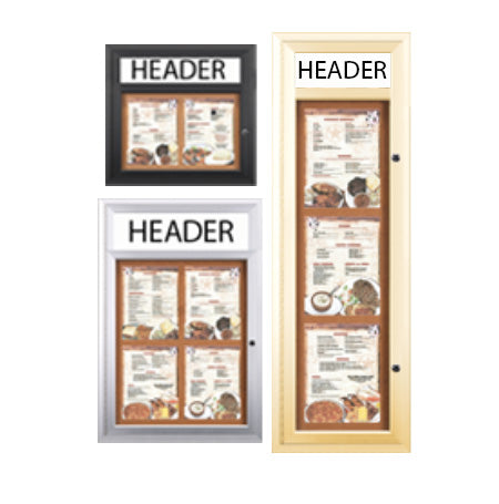 Indoor Enclosed Menu Cases with Header (8 1/2" x 11" Portrait Menus)