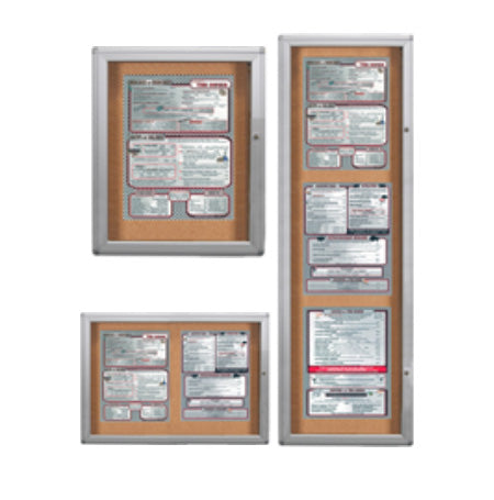 Indoor Wall Menu Display Cases with Rounded Corners for 8.5 x 11 Portrait Size Menus - 7 Metal Cabinet Sizes Holding up to 4 Menus