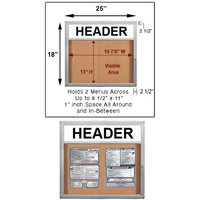 Indoor Menu Cases with Header (8.5 x 11 Portrait Menus) (Rounded Corners)