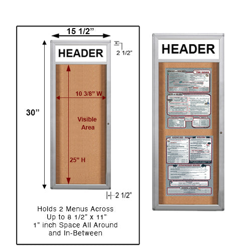 Indoor Menu Cases with Header (8.5 x 11 Portrait Menus) (Rounded Corners)