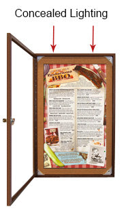 Lighted Restaurant Menu Cases | Indoor Display Cases with Lights (Wood ...