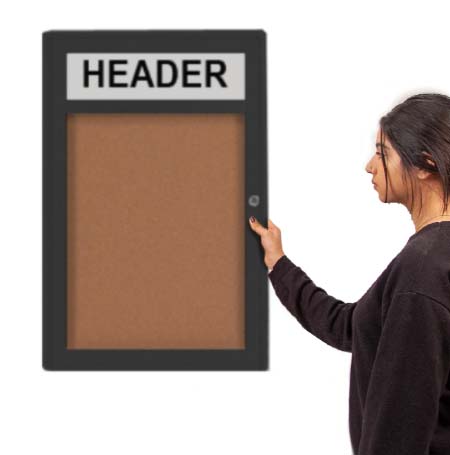 Indoor Enclosed Poster Swing Cases with Header (Single Door) (Rounded Corners)