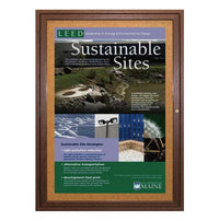 Indoor Wood Poster Display Cases | Single, Front Locking Cabinet Door with Cork Board 15 Sizes