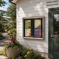 Sliding Doors Outdoor Message Center with Cork Board | Eco-Design Faux Wood 10+ Sizes & Custom
