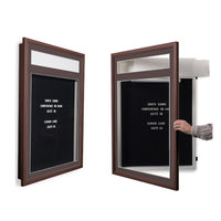 Enclosed Designer Wood Framed Letter Board SwingFrames | With Message Header + LED Light + 6 Sizes
