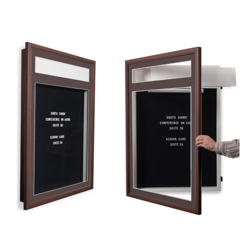 Enclosed Designer Wood Framed Letter Board SwingFrames | With Message Header + LED Light + 6 Sizes