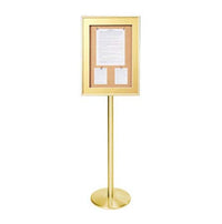 SwingStand Designer Metal Framed Cork Bulletin Board with Two-Sided SwingFrame Swing Open Enclosed Message Board