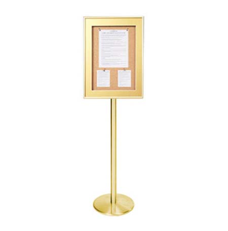 SwingStand Designer Metal Framed Cork Bulletin Board with Two-Sided SwingFrame Swing Open Enclosed Message Board