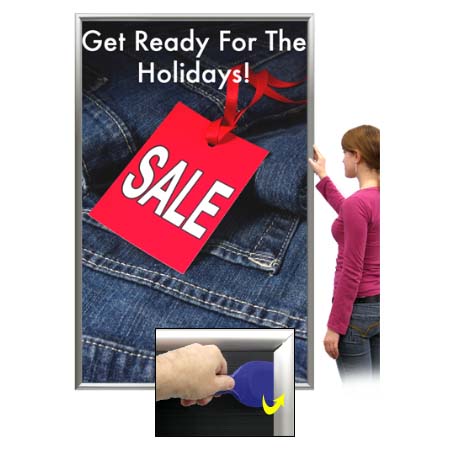 Extra Large 60x60 Poster Snap Frame Security-Style with Pallet Tool | Fast-Change Aluminum Snap Open Profile 1 1/4" Wide