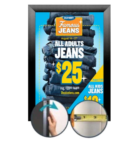 SwingSnap Fast Change Poster Snap Frames with Bold 2 1/2" Wide Edge Metal Profile in 35+ Sizes