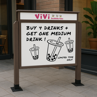 20" x 20" Viewable Area Magnetic White Dry Erase Board Outdoor Message Center with Header and Posts (Single Door)