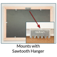 Access Cork Board™ |  Depending on the Style and Frame Size, Wall Hanging Hardware is either Sawtooth, Wire or D-Rings