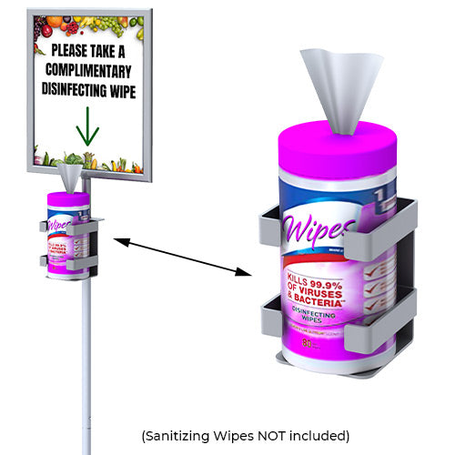 11x14 Pedestal Sign Holder with Sanitizing Wipe Holder (Slide-In Design)