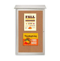 11x17 Outdoor Message Center with Cork Board Wall Mounted - LEFT Hinged
