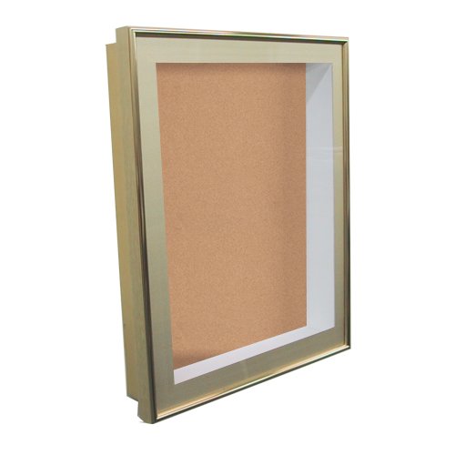 16 x 20 SwingFrame Designer 3 Inch Deep Shadow Box Display Case w Cork Board and Light - Metal Framed