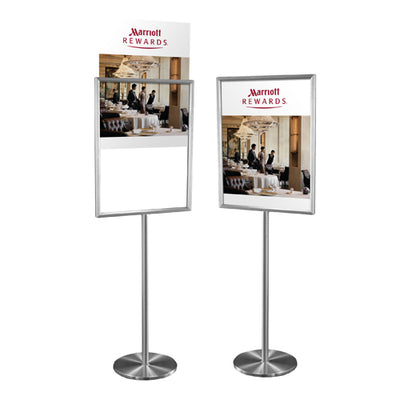 11x14 Deluxe Hospitality Sign Holder Floor Stand with Lift-Top Frame in  Brass, Silver, and Black Finishes