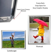 17 x 22 Snap Frame with Mitered Corners Wall Mounts in Portrait or Landscape Position