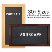 Open Face Wide Wood Framed Access Letterboards 18 x 24 Can be Ordered in Portrait or Landscape Grooved Board Orientation.