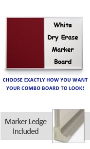 18x12 Combo Dry Erase Cork Boards (Metal Framed)